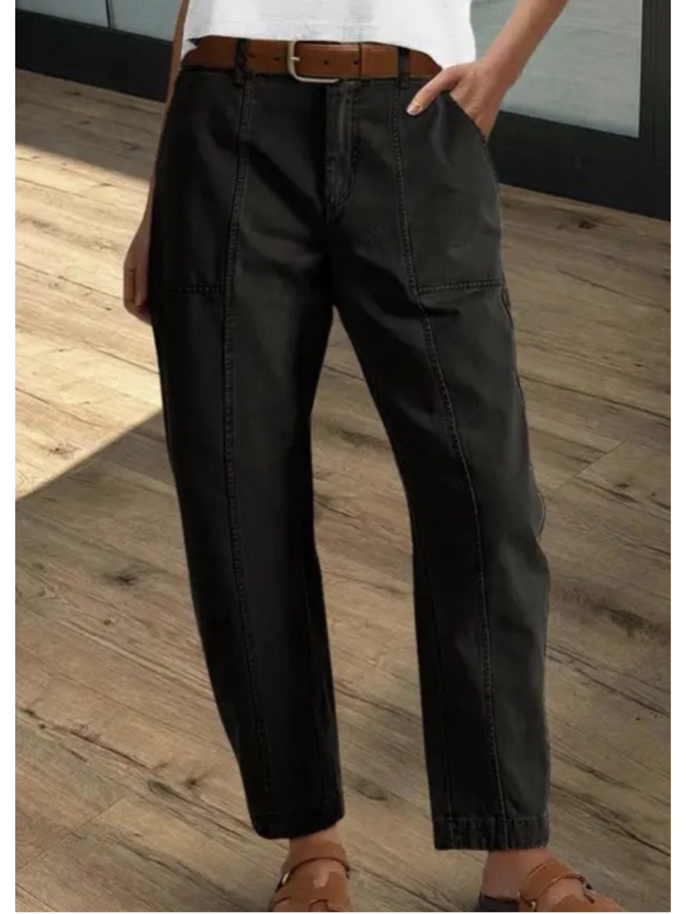 Flamingals washed black wide-leg carpenter pants M